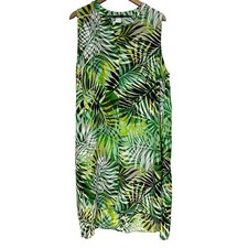 NWT Cocomo Womens Tropical Coverup Dress Size 2X Semi Sheer Beachy Travel Green