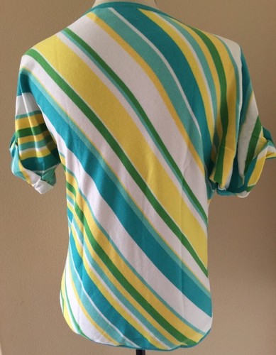 JONES NEW YORK Striped Jewel Neck Pullover Top Cotton Blend Sweater PP Small - Picture 4 of 6