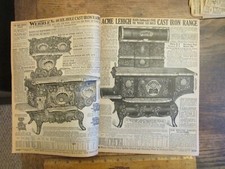 Lot publicitaire ancienne vintage 1911 impression éphémère ornée cuisinières gammes chauffages