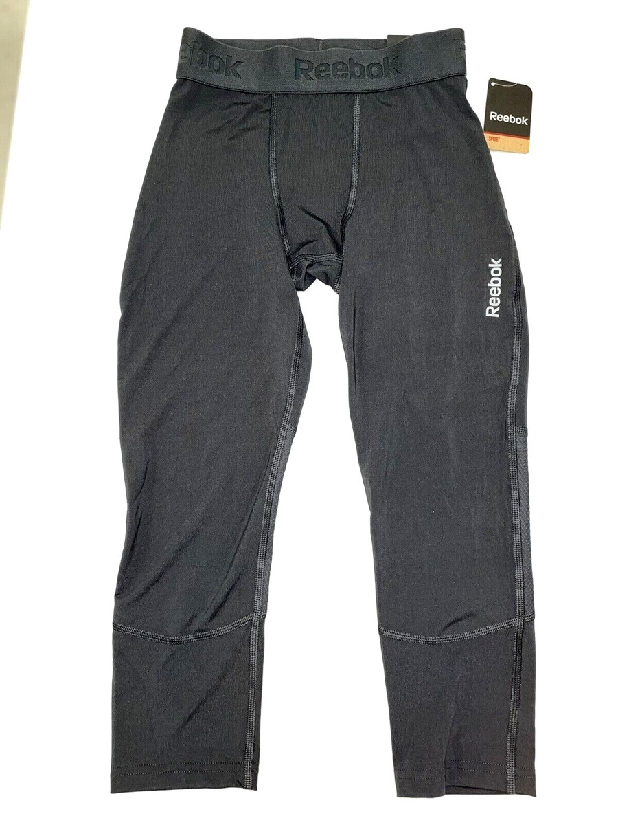 Reebok Men's 3/4 Speedwick Compression Tights Pants Charcoal Size