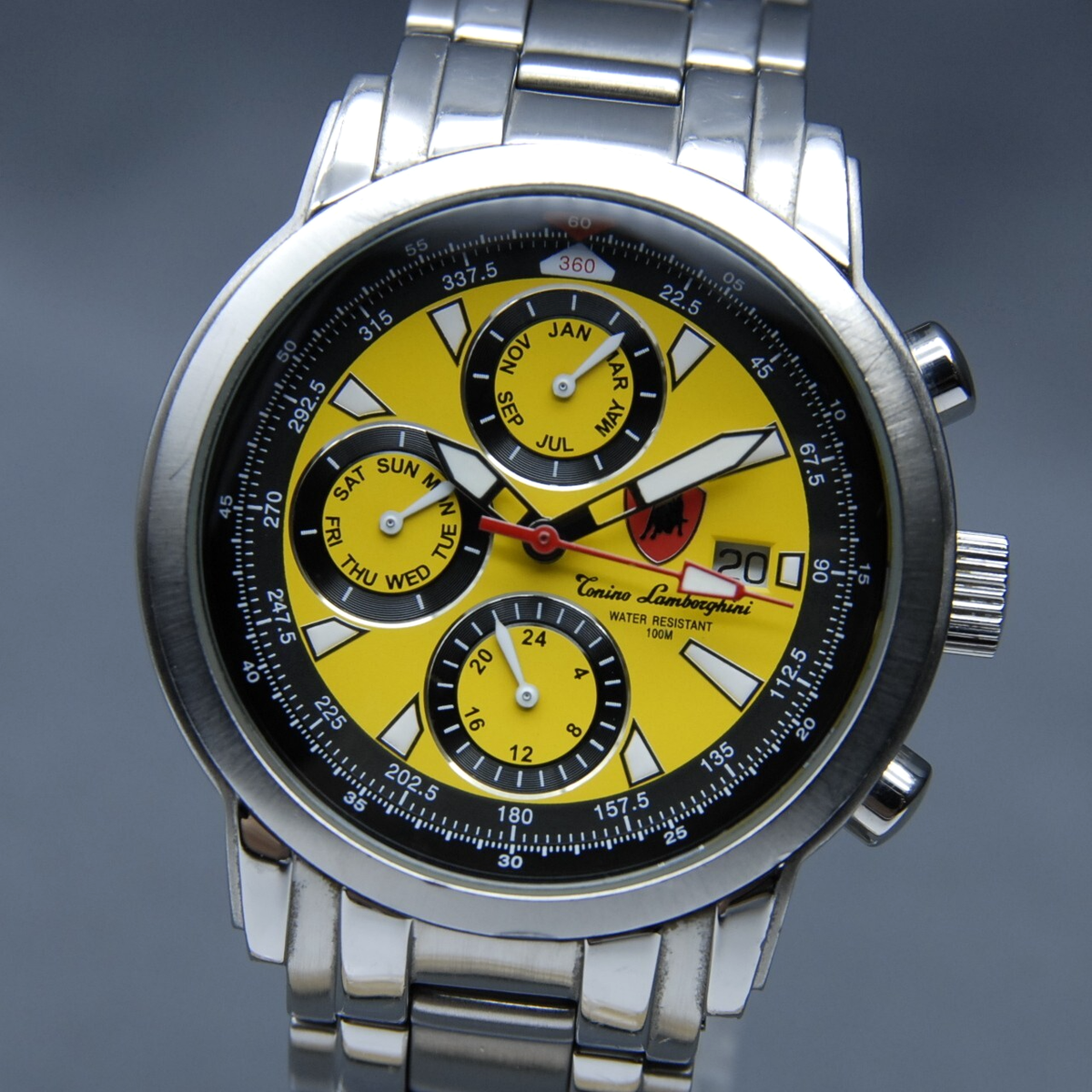 New Batt. Small Band [EXC+5] TONINO LAMBORGHINI CG208M Yellow Dial