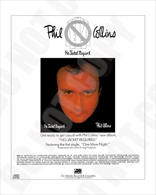 1985 Phil Collins No Jacket Required Album in Magazine Promo Ad Repro 8x10 Photo