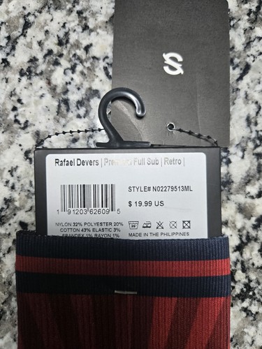 Rafael Devers Boston Red Sox MLBPA Men's Strideline Crew Socks: M/L 8-12 - Picture 6 of 6