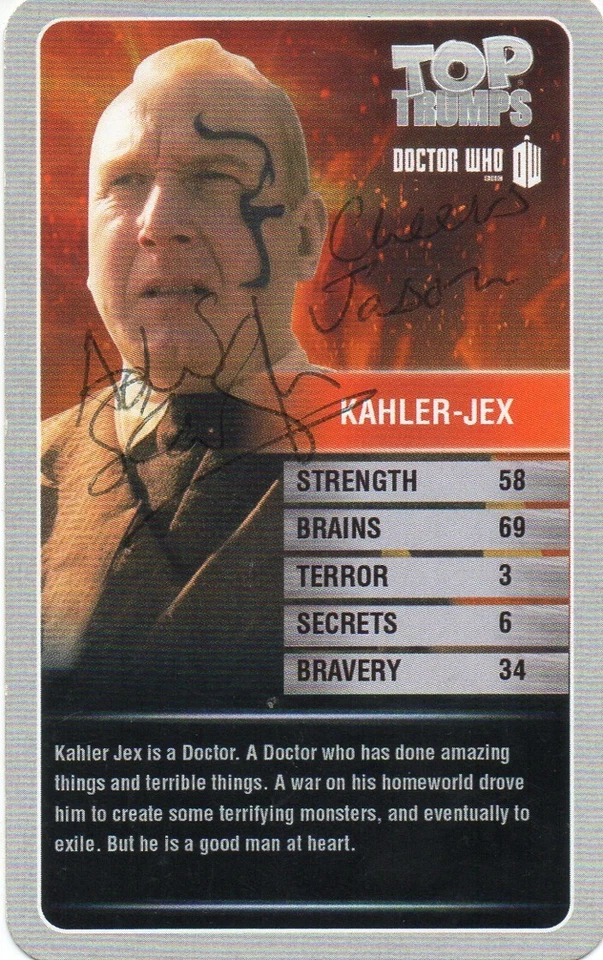 Adrian Scarborough Autograph - Signed 4x2.5 Doctor Who Top Trumps Card - Image 1 of 1