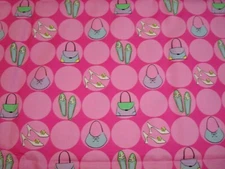 Remnant Michael Miller Fabric Paris Bags Purse Pink Quilt Craft 44" x 23" BTP