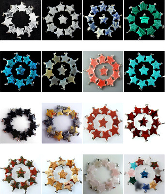 10Pcs Multiple Choice Mixed Gemstone Agate Star Pendant Bead 20x6mm QA29