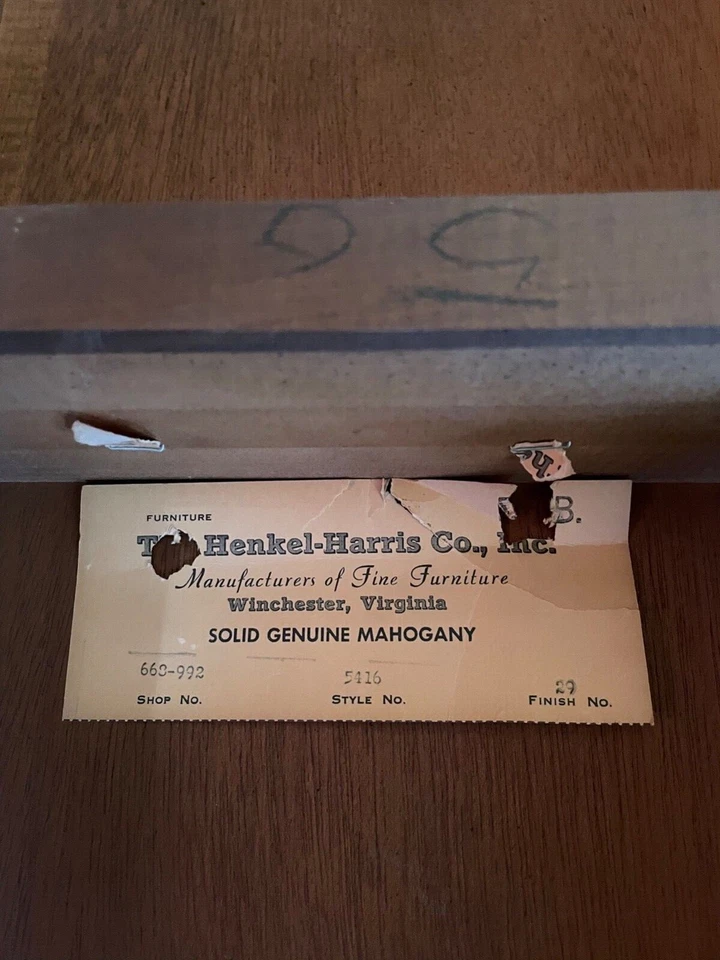 Mesa de té HENKEL HARRIS modelo #5416 Queen Anne caoba ~ vintage Foto 3 de 4