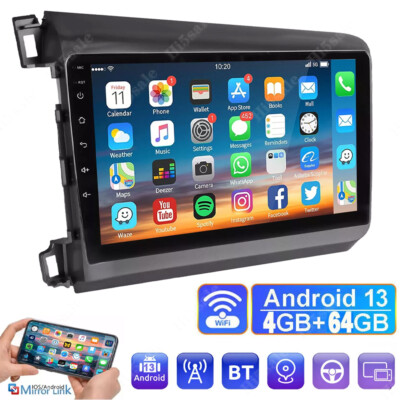 For Honda Civic 2012-2015 Car Stereo Radio Apple CarPlay Android 13 GPS WIFI RDS