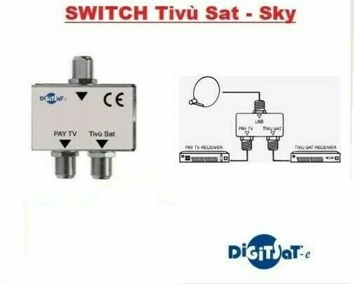 ELCART COMMUTATORE SWITCH SKY TIVUSAT TVSAT PER COLLEGARE DUE DECODER SU UNA DISCESA