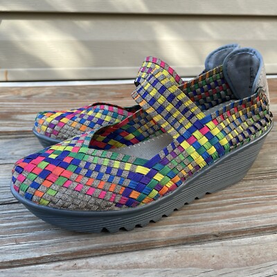 Women's Bernie Mev Lulia Woven Colorful Slip-On Wedge Comfort Shoes US  EU 41