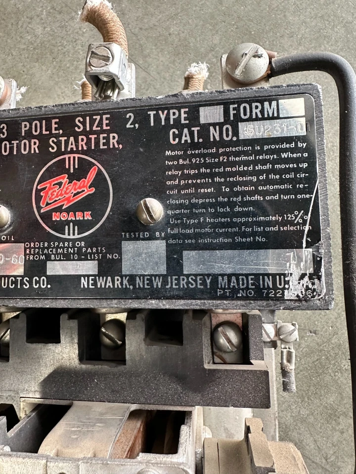 Boletín Federal Noark 5U231-01 504 3 polos tamaño 2 tipo U 110-600V bobina de 120 VAC Foto 3 de 4