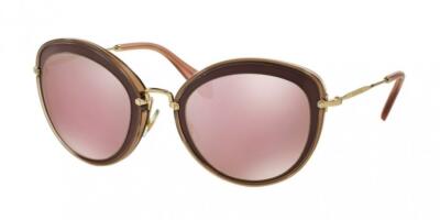 MIU MIU Cat Eye Butterfly Sunglasses 0MU 50RS Bordeaux Pink Mirror