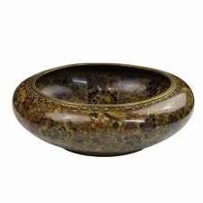 Large Heavy 15? VTG Chinoserie Enamel MCM Cloisonne Brush Bowl Statement Piece