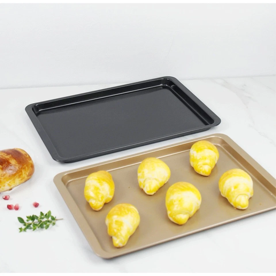 Baking Tray Golden Carbon Bread Cake Cookies Bakery 37 x 25.5 x 1.5cm