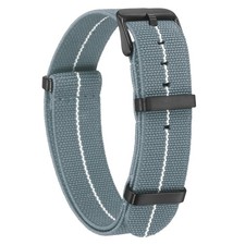 Elastic Nylon Watch Band 18mm Waterproof One Piece Watch Strap, Grey/White