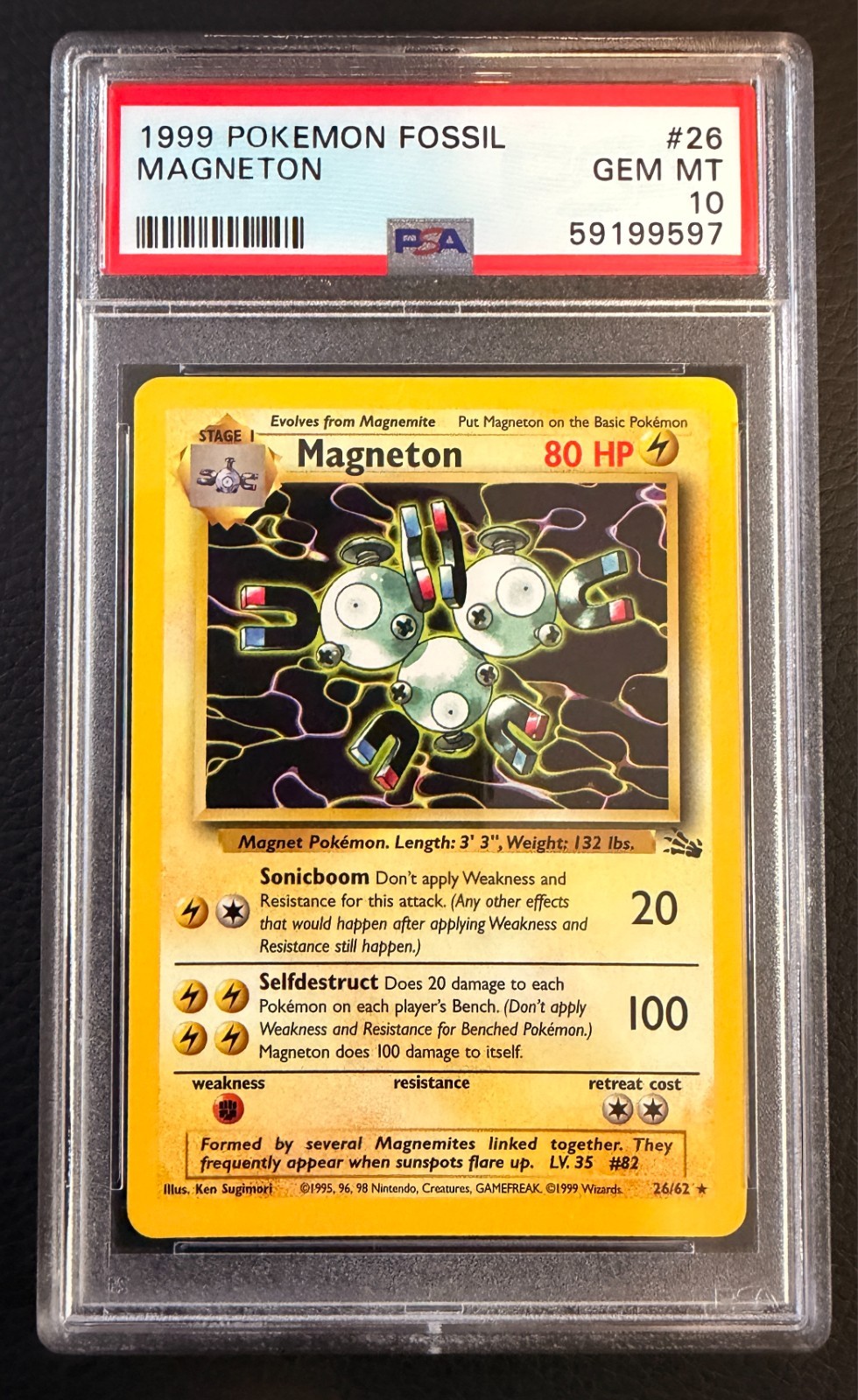1999 POKEMON FOSSIL #26 MAGNETON PSA 10 GEM MT