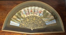 Well-Preserved Antique Gold-Embossed FAN Came from Italy, 1930s 