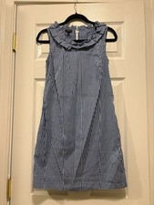 Talbots Blue Gingham Pleated-Neck Shift Dress - Size 2P