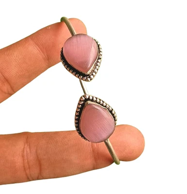 Bracelet manchette boho plaqué argent sterling 925 pierre précieuse Monalisa ... - Photo 1/4