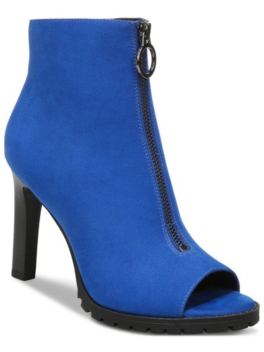 BAR III Womens Blue Dillian Peep Toe Stiletto Zip-Up Dress Shootie 8.5 M