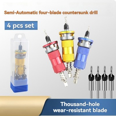 New Semi-Automatic Depth-Adjustable Countersink Drill Bit Set for Woodworking
