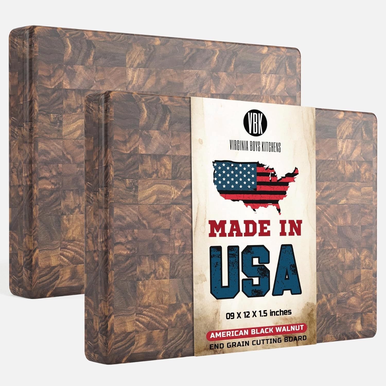 Butcher Block End Grain - Made in USA - Walnut Hardwood - Solid Wood Cutting ...