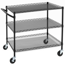 3 Tier Heavy Duty Commercial Grade Utility Cart, Wire Rolling Cart with Handl...