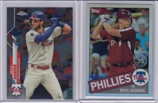 2 * BRYCE HARPER + RHYS HOSKINS * 2020 TOPPS CHROME 35TH RETRO REFRACTOR BASE