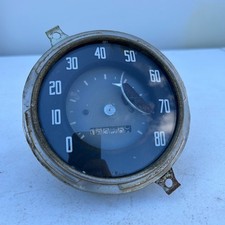Vtg 0-80 Mph Mechanical Speedometer Gauge Black Face White Text Hot Rod Rat