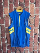 Zoot Cycling Jersey Men's Medium Blue White Sleeveless Triathlon