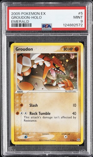 2005 POKEMON EX EMERALD #5 GROUDON-HOLO PSA 9