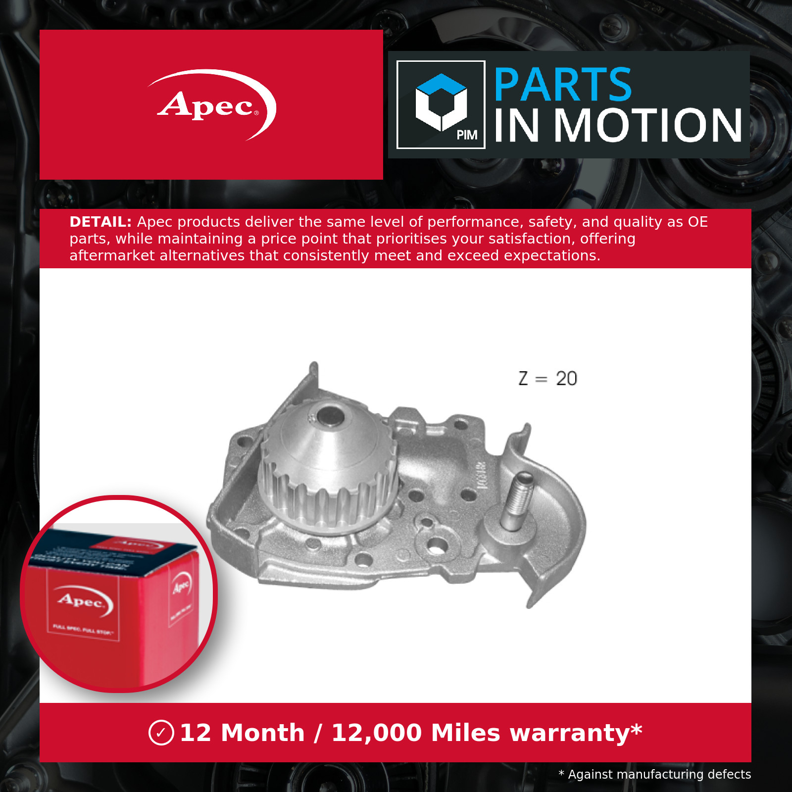 Water Pump fits RENAULT LOGAN Mk1 1.4 04 to 15 K7J710 Coolant 7700861686 Apec