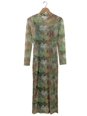 DE FACTO Langarmkleid Damen Kleid Gr. DE 36 khaki-nude-schwarz Casual-Look