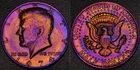 1974 Kennedy Half Dollar gold, blue, and purple toning (55-38)