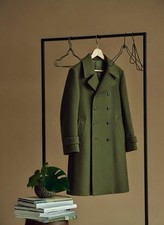 Manteau long laine vintage Y2K DOLCE & GABBANA pour hommes vert M Italie