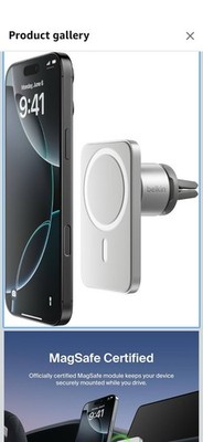 Belkin MagSafe Aluminum Car Vent Mount for iPhone 12 13 14 15 Magnetic Holder