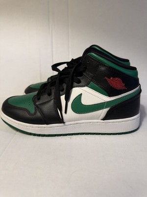 Nike Air Jordan 1 Mid GS Black Pine Green Youth 7 Womens 8.5 Sneakers 554725-067