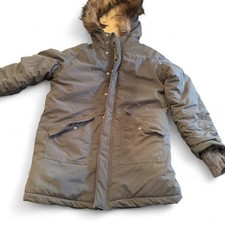 Cat  Jack Boys Gray Parka Jacket Faux Fur Hood Sherpa Lined Winter Coat L 10/12