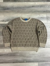 Vintage 90s Towncraft Brown Geometric Grandpa Knit Sweater Retro - Men s Medium