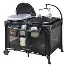 4-In-1 Baby Playard with Bassinet  Changing Table for Newborn
