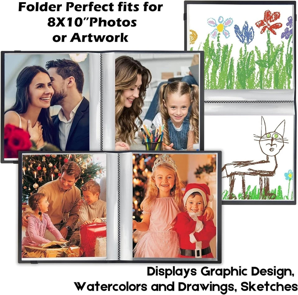 Photo Album 8X10, 8X10 Photo Album Book Holds 68 Photos, Art Portfolio Binder fo