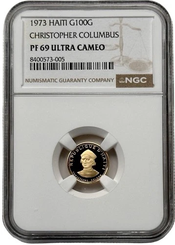 1973 Haiti 100 Gourdes Christopher Columbus Gold 0.042oz NGC PF 69 UC 915 Minted