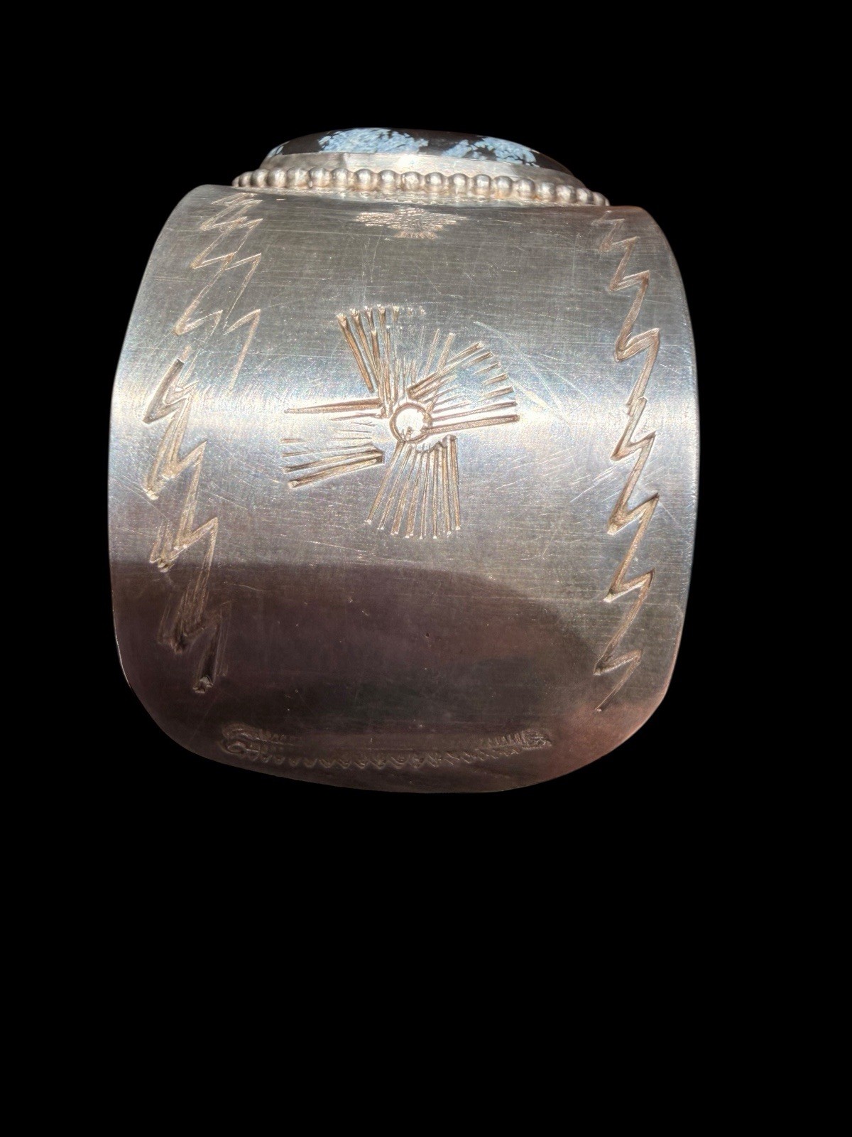 Signed Native American Double  Snowflake Obsidian… - image 15