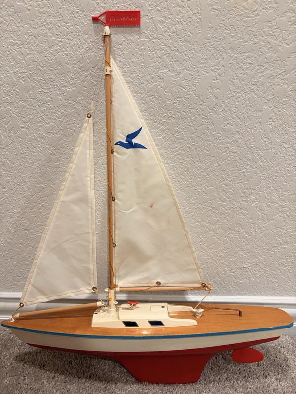 Vintage 18” WOOD Toy Albatros Sailboat  Boat SEIFERT Segelboote GERMAN Günther