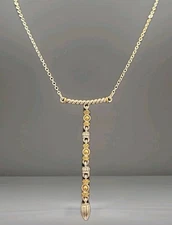 NEW With TAG NAPIER Silver Lariet Necklace with Gold and Silver Pendant 16"