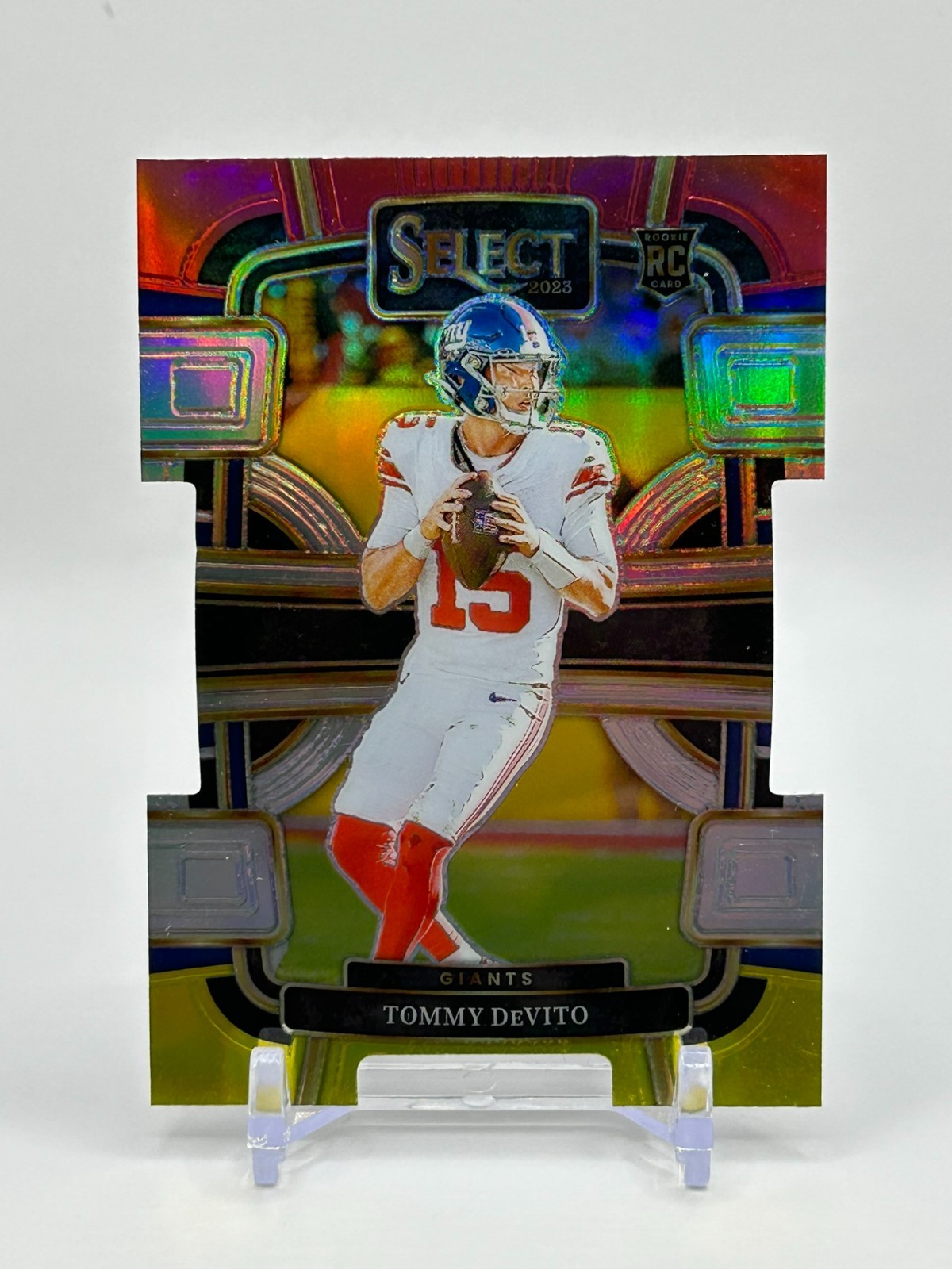 2023 Panini Select Tommy DeVito RC Rookie Red & Yellow Prizm Die-Cut #73 Giants