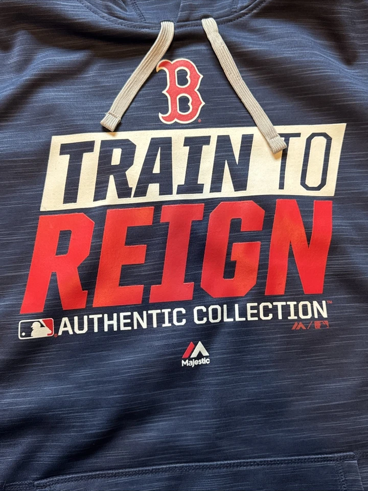 Sudadera con Capucha Majestic Boston Red Sox - Para Hombre Talla Grande - Azul Marino Foto 3 de 4