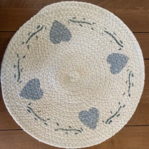 Chair Pad Hearts Design Stenciled Country 13.5” Round vintage