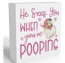 Funny Santa Christmas Bathroom Decor - He Sees You When Your Pooping
