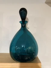 Blenko 1965 Balloon Decanter 649 in PEACOCK Two year only color HTF Joel Myers